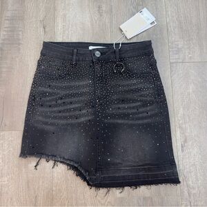 NWT Met Designed Italy Sequin Asymmetrical Jean Skirt Festival Coachella Small